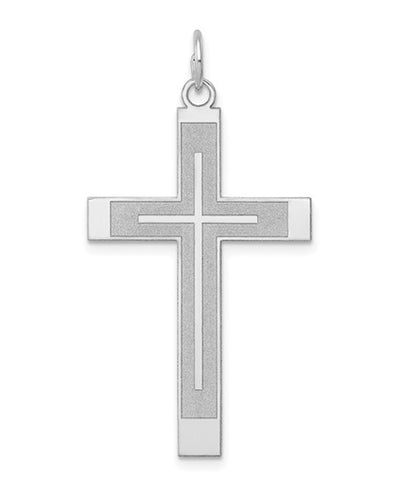 14K White Gold Laser Design Cross