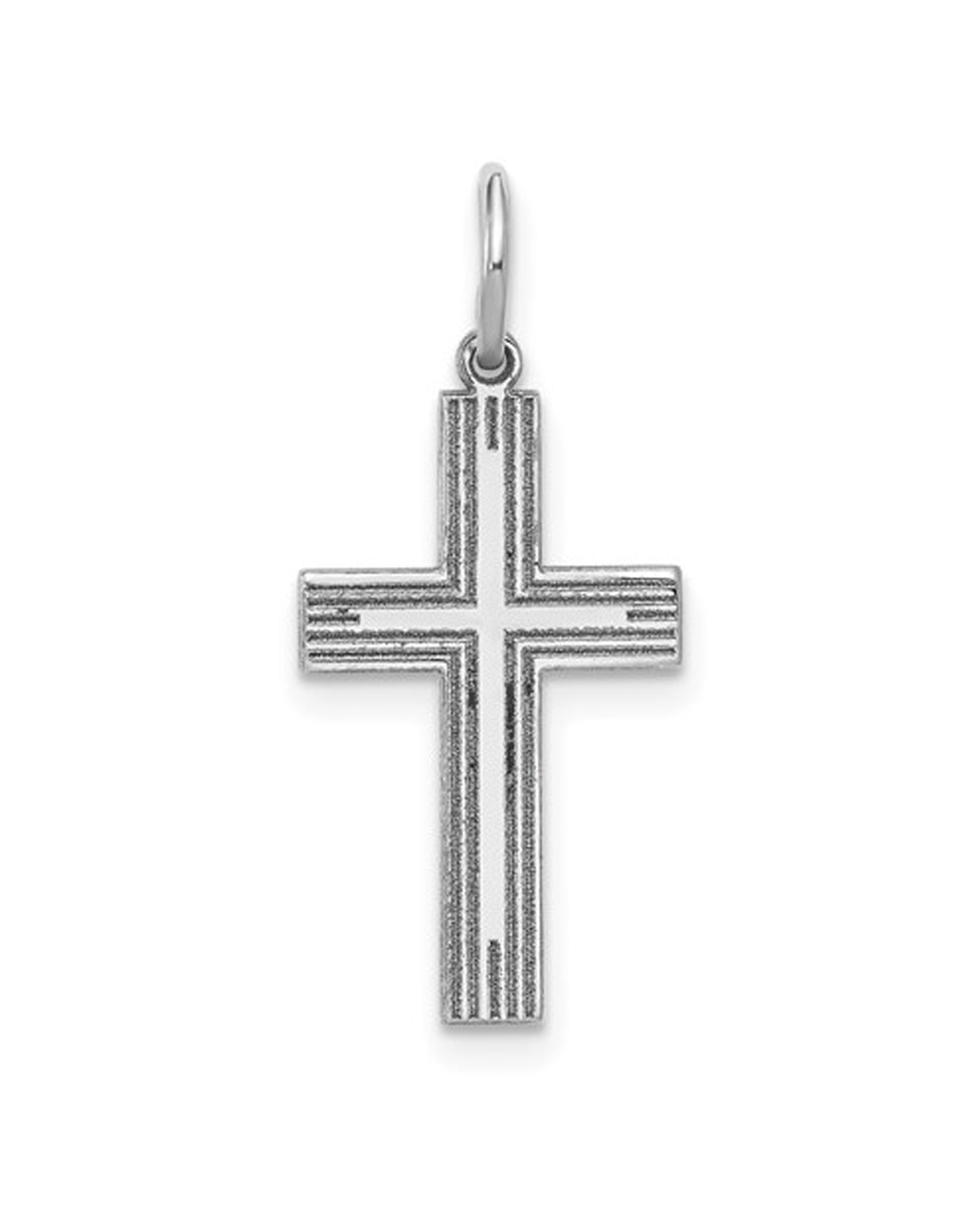 14K White Gold Solid Cross (Choose free shipping at checkout)