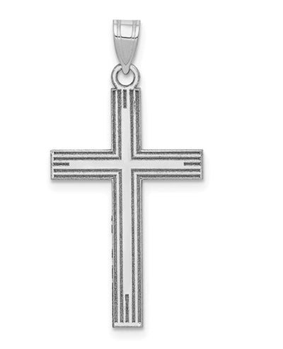 14K White Gold Laser Etched Cross