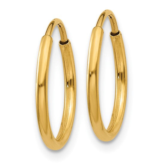 14K Yellow Gold 1.25mm Endless Hoop Earring