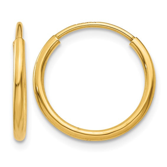 14K Yellow Gold 1.25mm Endless Hoop Earring