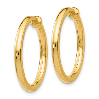 14K Yellow Gold Non-Pierced Hoop Earrings