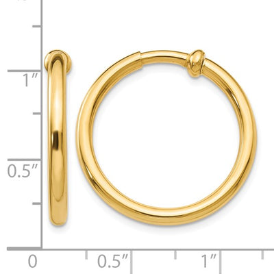 14K Yellow Gold Non-Pierced Hoop Earrings