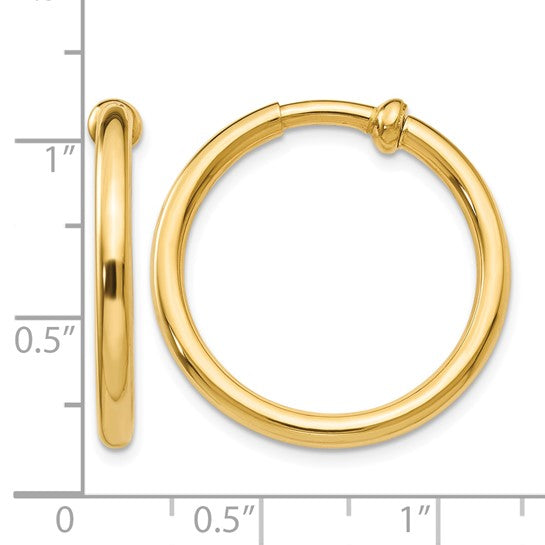 14K Yellow Gold Non-Pierced Hoop Earrings