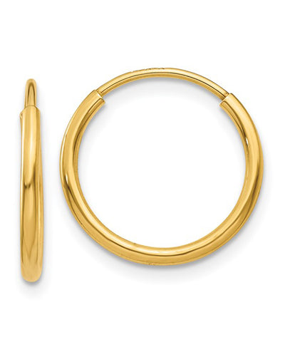 14K Yellow Gold 1.25mm Endless Hoop Earring