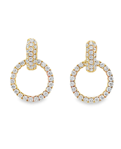 18K Yellow Gold Interlocking Diamond Drop Earrings