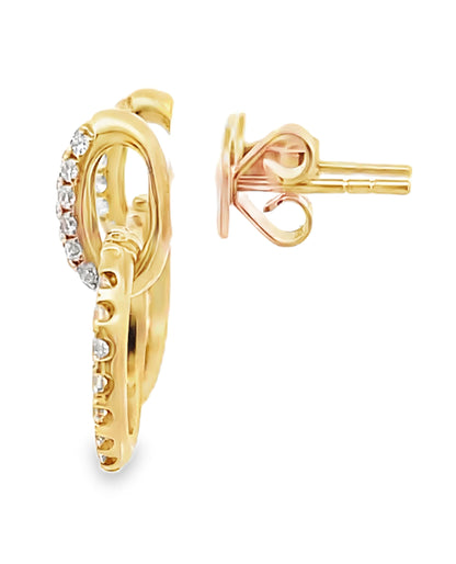 18K Yellow Gold Interlocking Diamond Drop Earrings