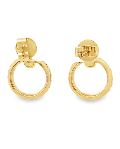 18K Yellow Gold Interlocking Diamond Drop Earrings