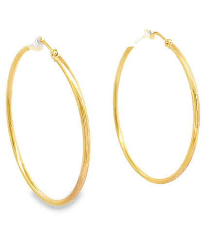 14K Yellow Gold 2mm Hoop Earrings