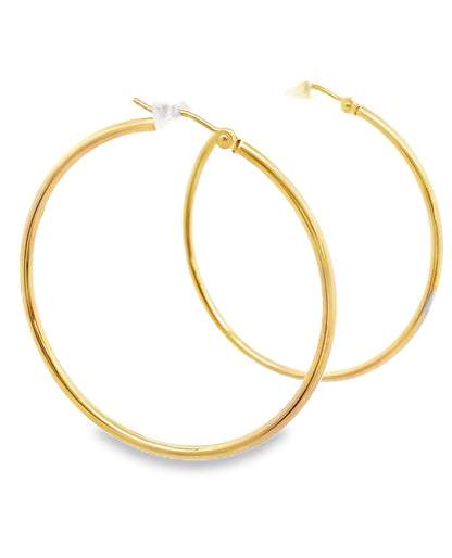 14K Yellow Gold 2mm Hoop Earrings