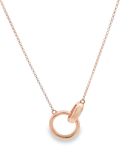 18K Rose Gold Interlocking Diamond Necklace
