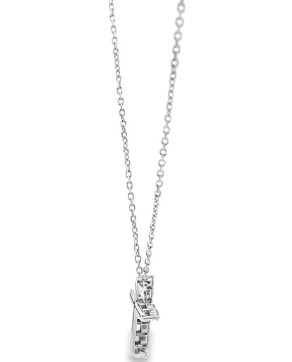 14K White Gold Diamond Cross Pendant Necklace