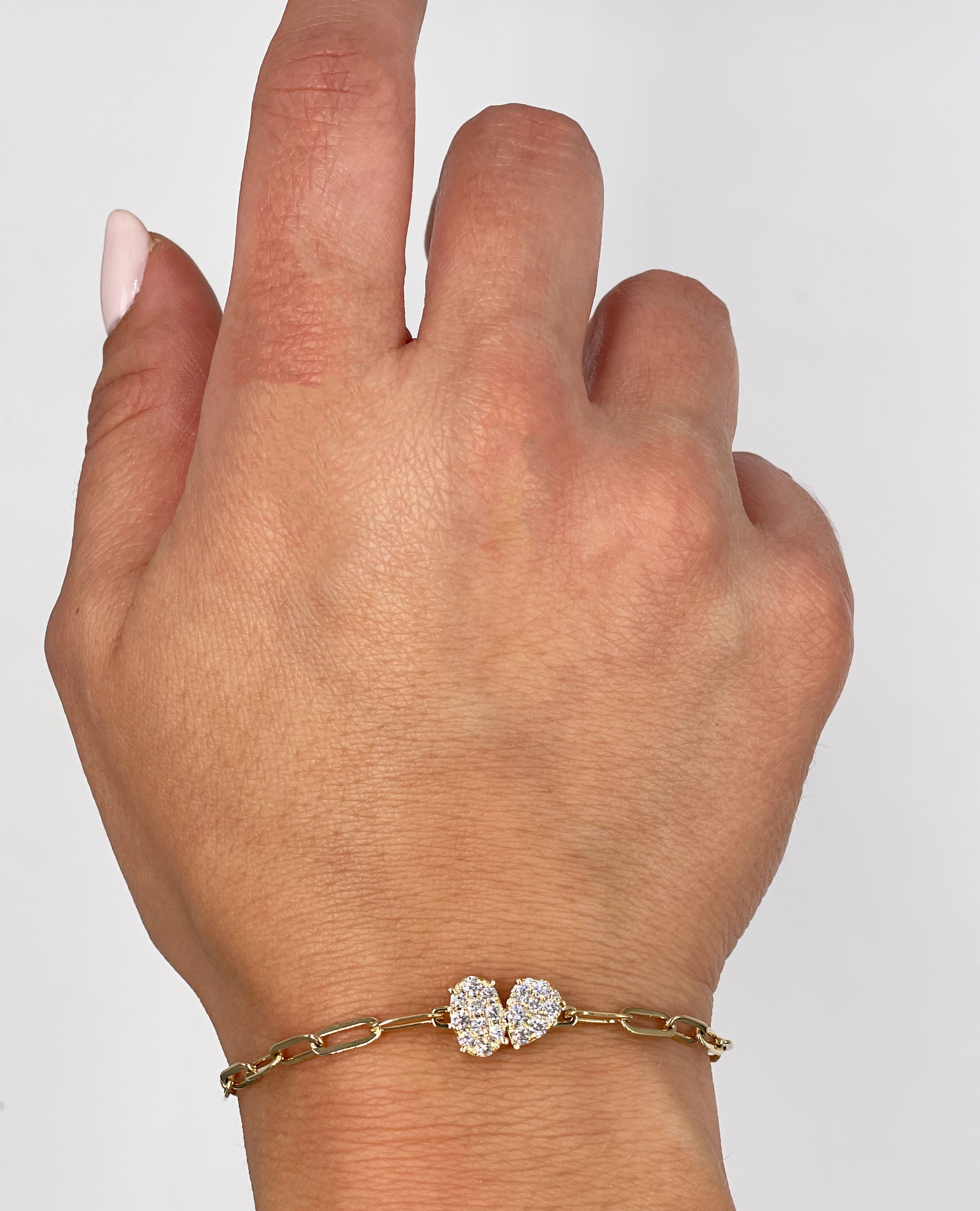 14K Yellow Gold Paperclip Bracelet with Diamonds