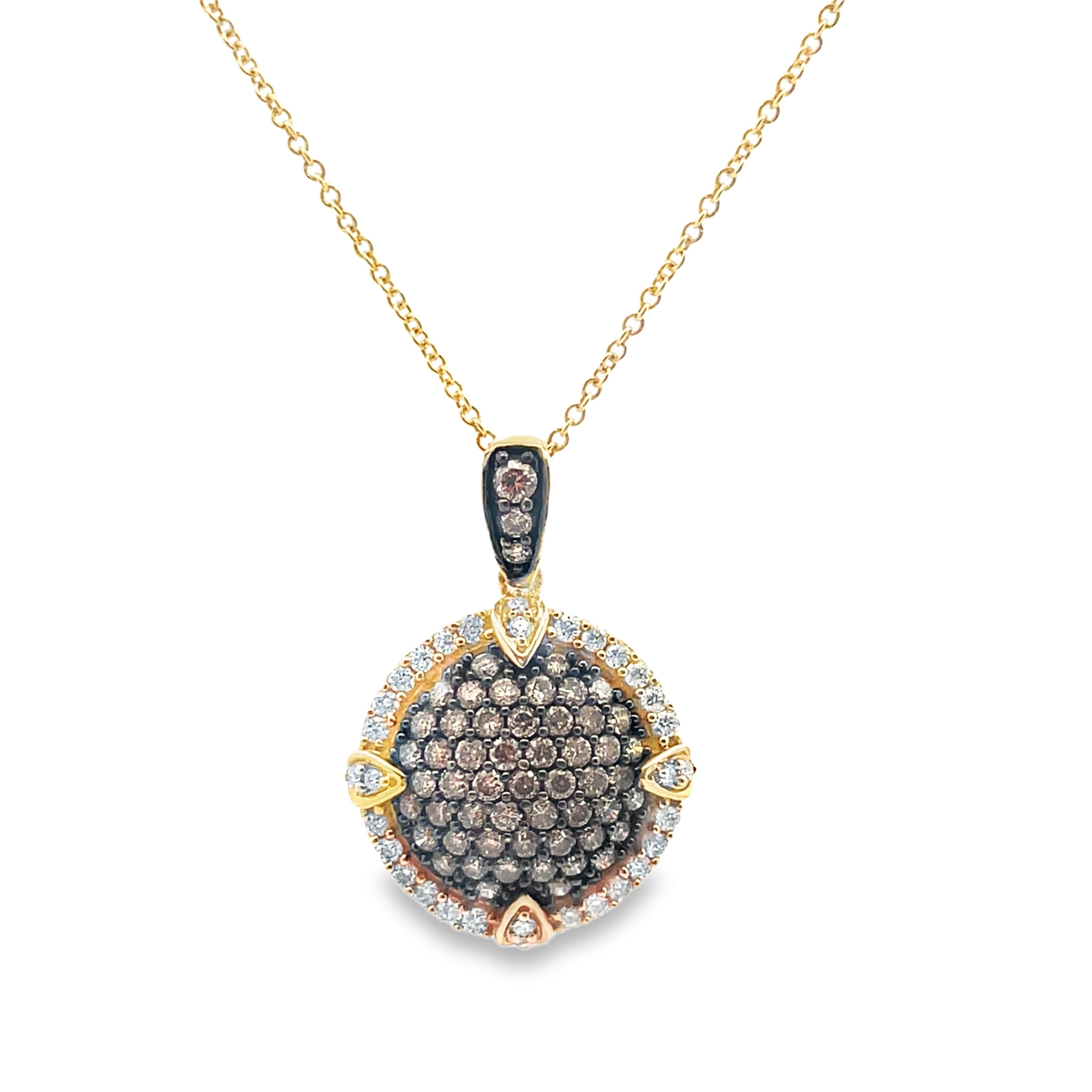Le Vian Chocolate Diamond Circle Pendant Necklace in 14K Yellow Gold