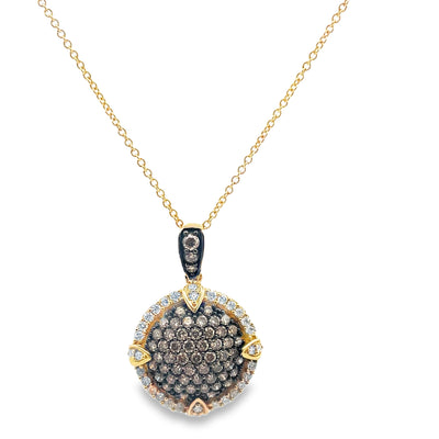 Le Vian Chocolate Diamond Circle Pendant Necklace in 14K Yellow Gold