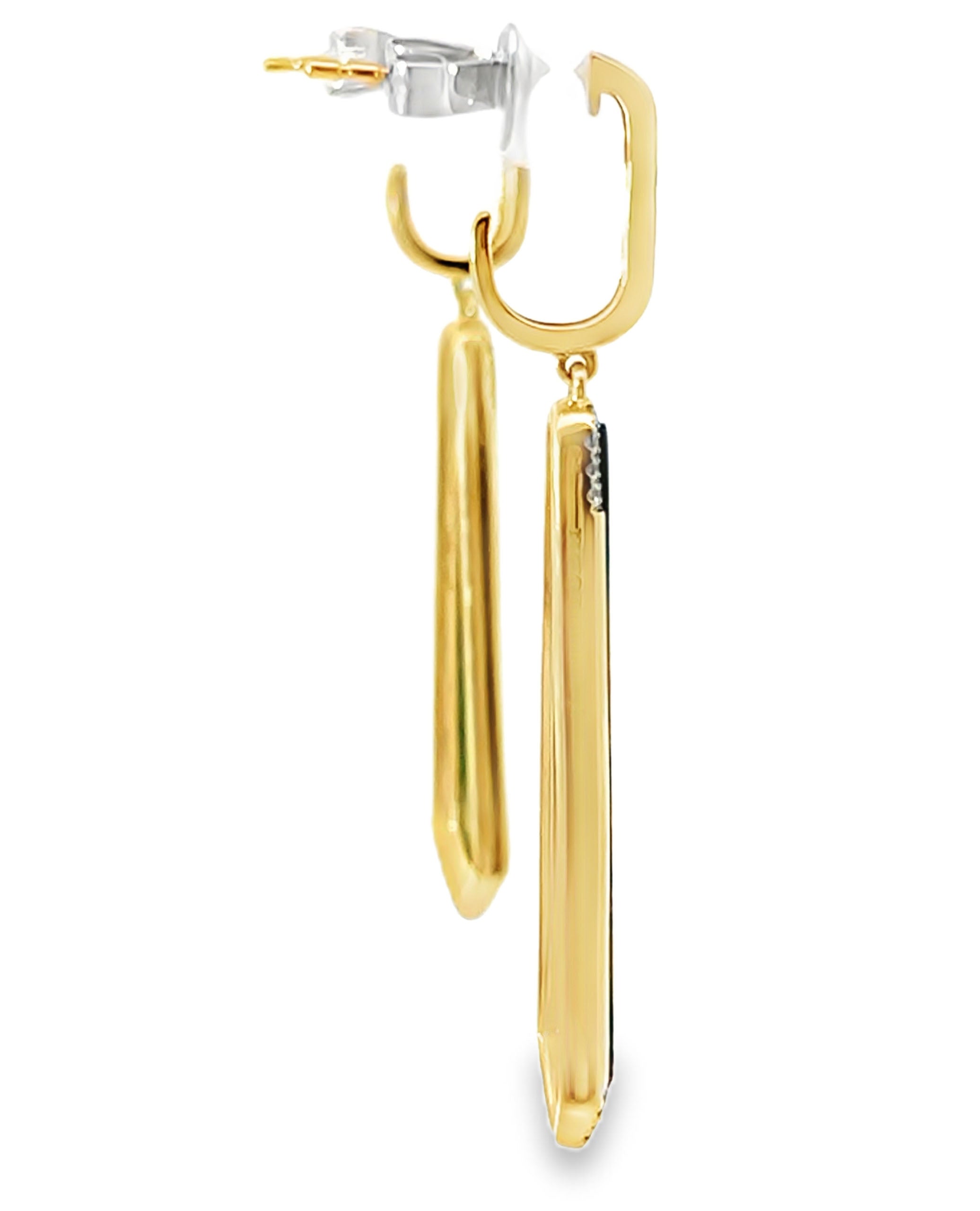 14K Yellow Gold Diamond & Malachite Dangle Earrings