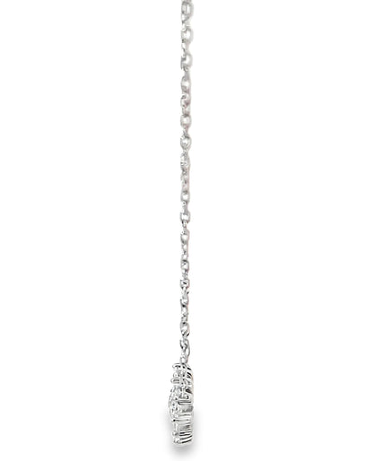 14K White Gold Flower Diamond Pendant Necklace