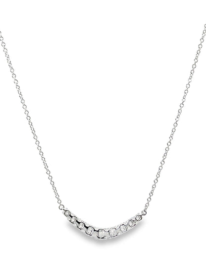 Zeghani ZP830 14K White Gold Curved Pendant Necklace with Diamonds 0.51 Carats