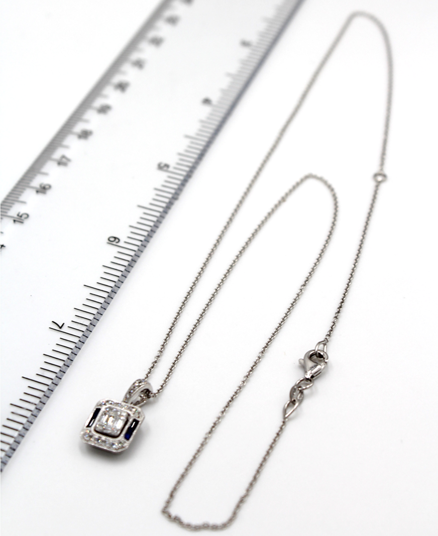 Zeghani ZP874 Sapphire and Diamond Pendant Necklace