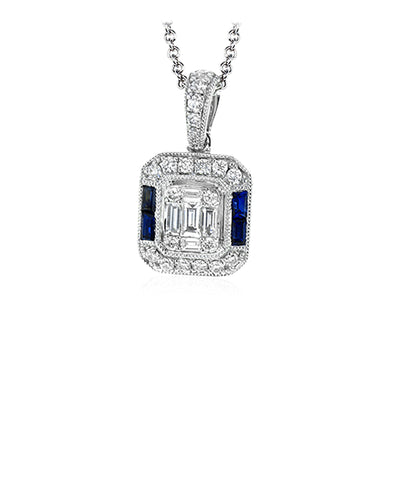 Zeghani ZP874 Sapphire and Diamond Pendant Necklace