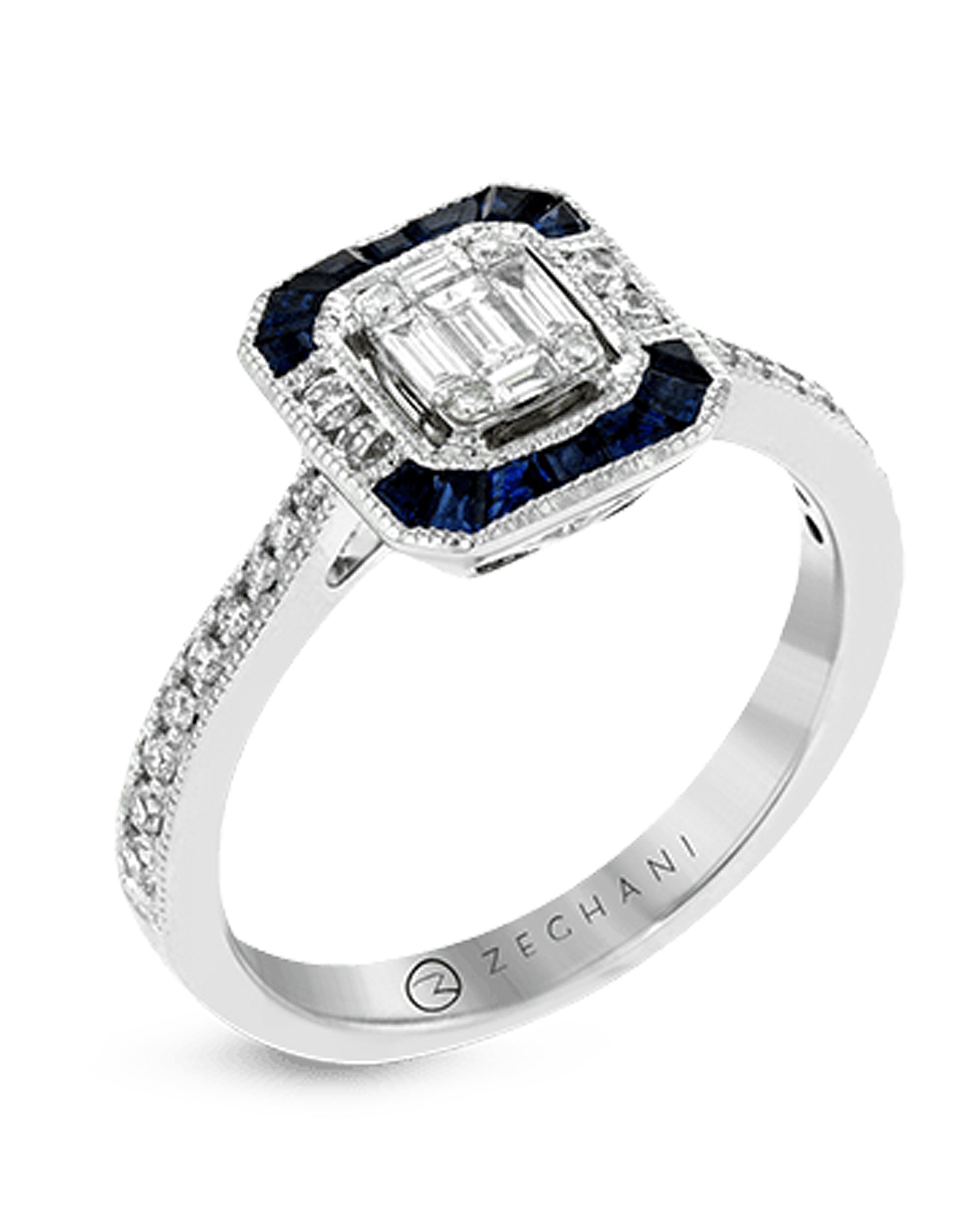 Zeghani ZR1555 Sapphire Diamond Ring
