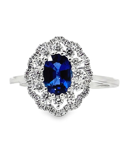 Zeghani 14K White Gold Sapphire and Diamond Ring