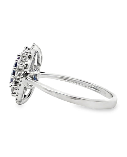 Zeghani 14K White Gold Sapphire and Diamond Ring