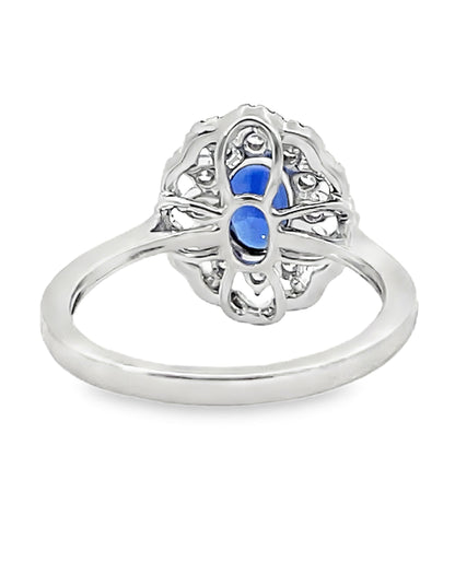 Zeghani 14K White Gold Sapphire and Diamond Ring