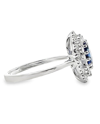 Zeghani 14K White Gold Sapphire and Diamond Ring