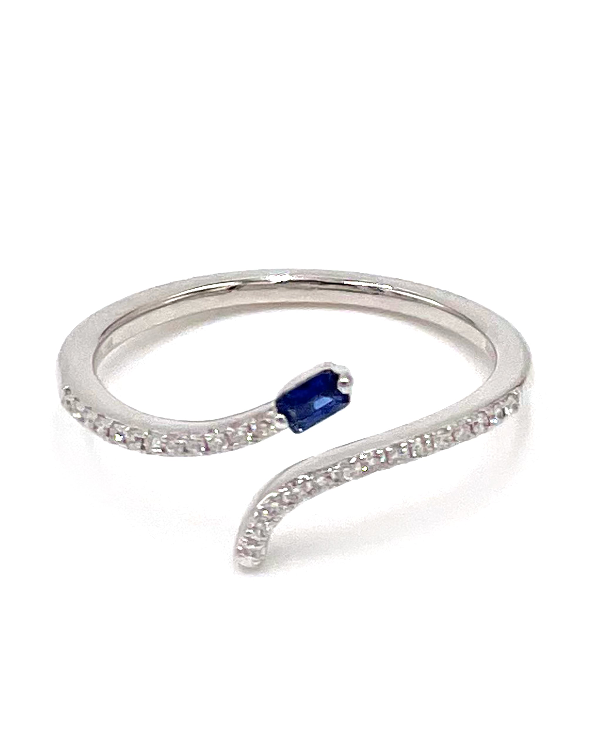 Zeghani ZR2127 14K White Gold Diamond and Sapphire Ring