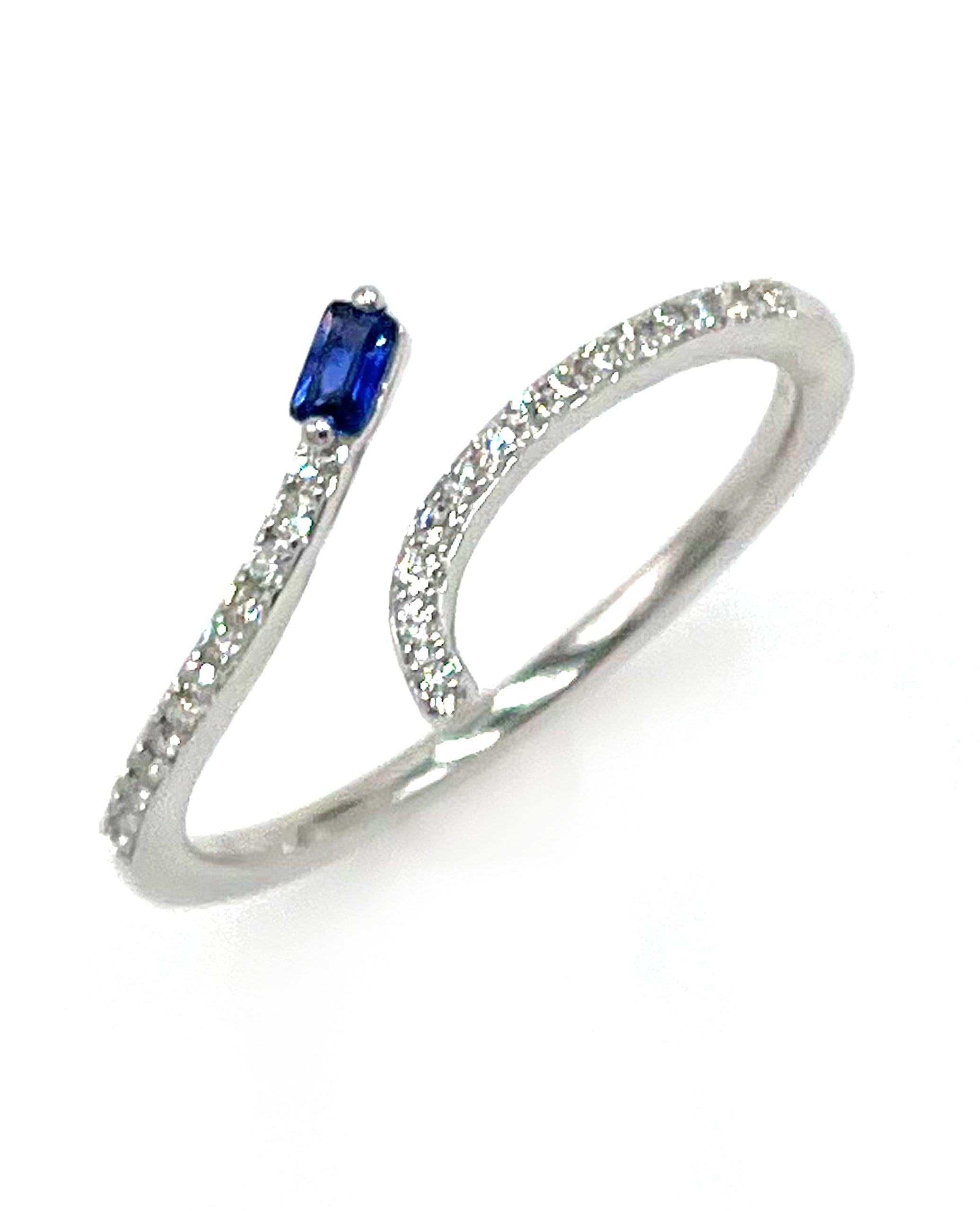 Zeghani ZR2127 14K White Gold Diamond and Sapphire Ring