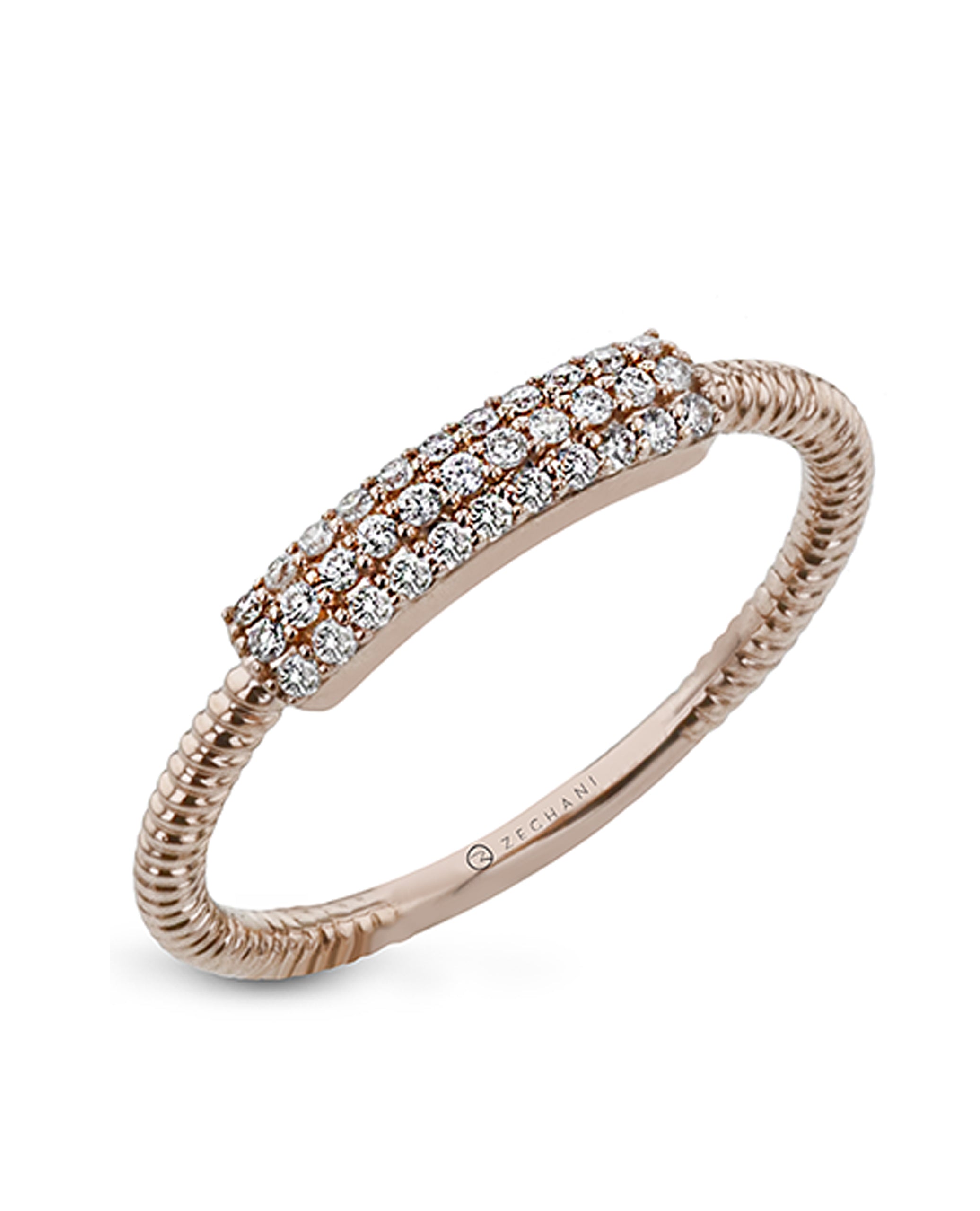 Zeghani ZR2132-R 14K Pink Gold Stackable Diamond Ring