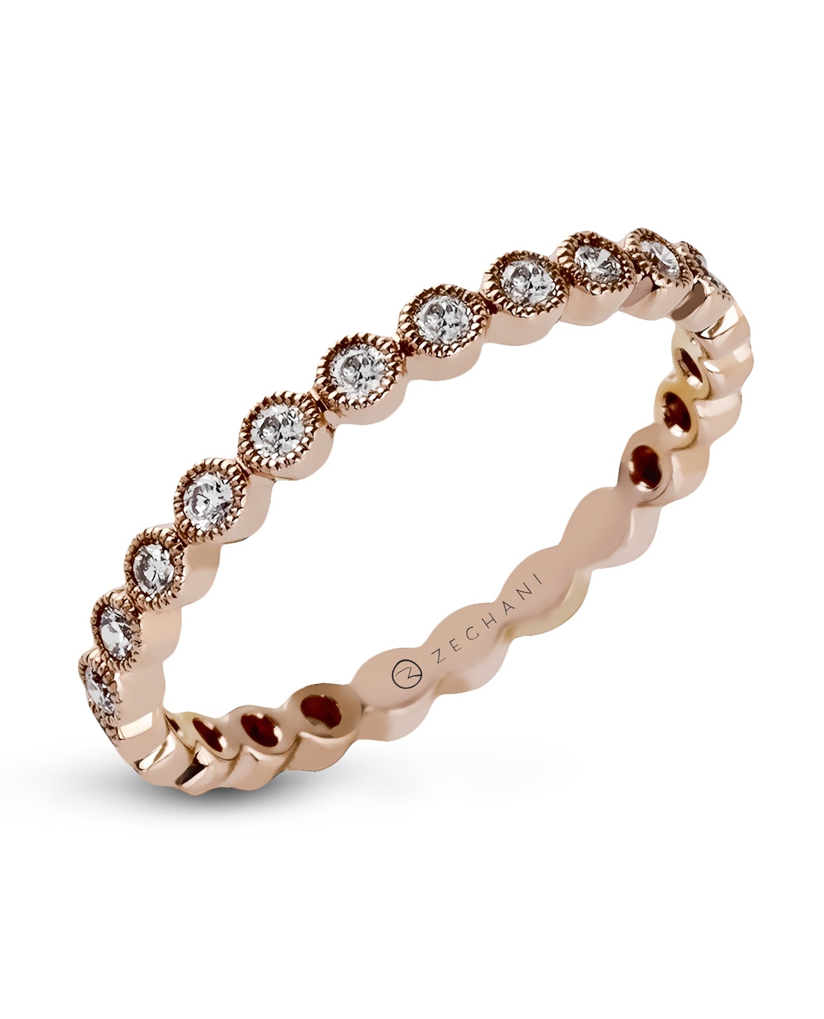 Zeghani ZR219-R Rose Gold Stackable Eternity Ring with Diamonds 0.41 Carats