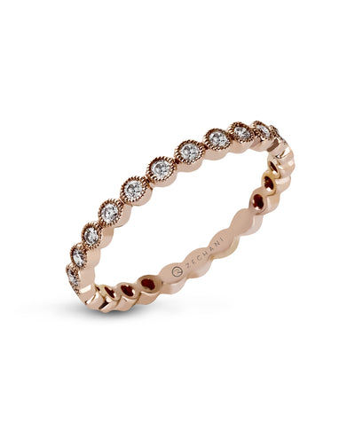 Zeghani ZR219-R Rose Gold Stackable Eternity Ring with Diamonds 0.41 Carats