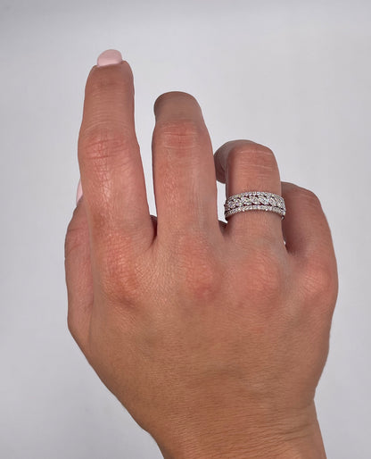 Zeghani ZR2457 14K White Gold Multi Row Diamond Ring