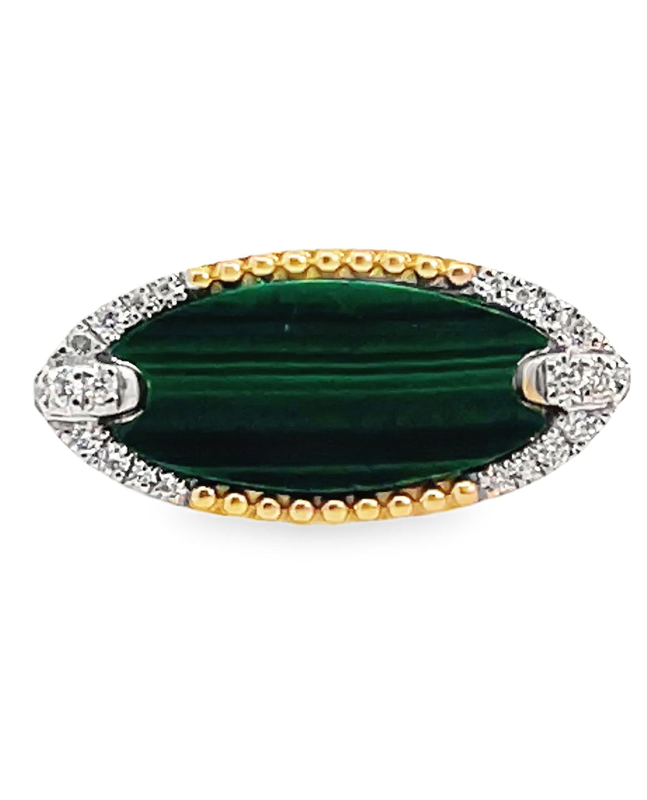 14K Yellow Gold Malachite & Diamond Ring