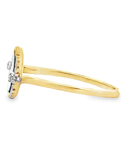 14K Yellow Gold Malachite & Diamond Ring