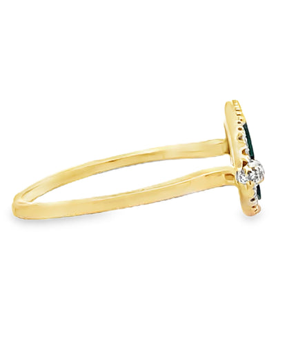 14K Yellow Gold Malachite & Diamond Ring