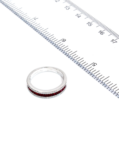 Zeghani ZR1151 Princess Cut Ruby Ring with Round Diamonds