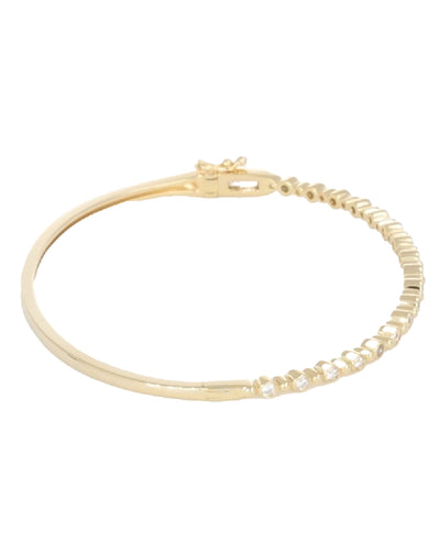 14K Yellow Gold 0.35 Carat Diamond Hinged Bangle Bracelet