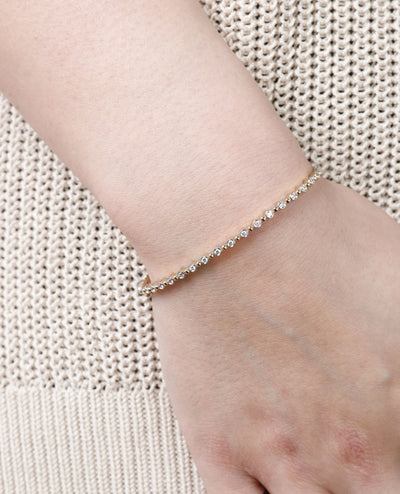 14K Yellow Gold 0.35 Carat Diamond Hinged Bangle Bracelet