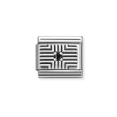 Nomination Composable Silver Plate with Black Stripes