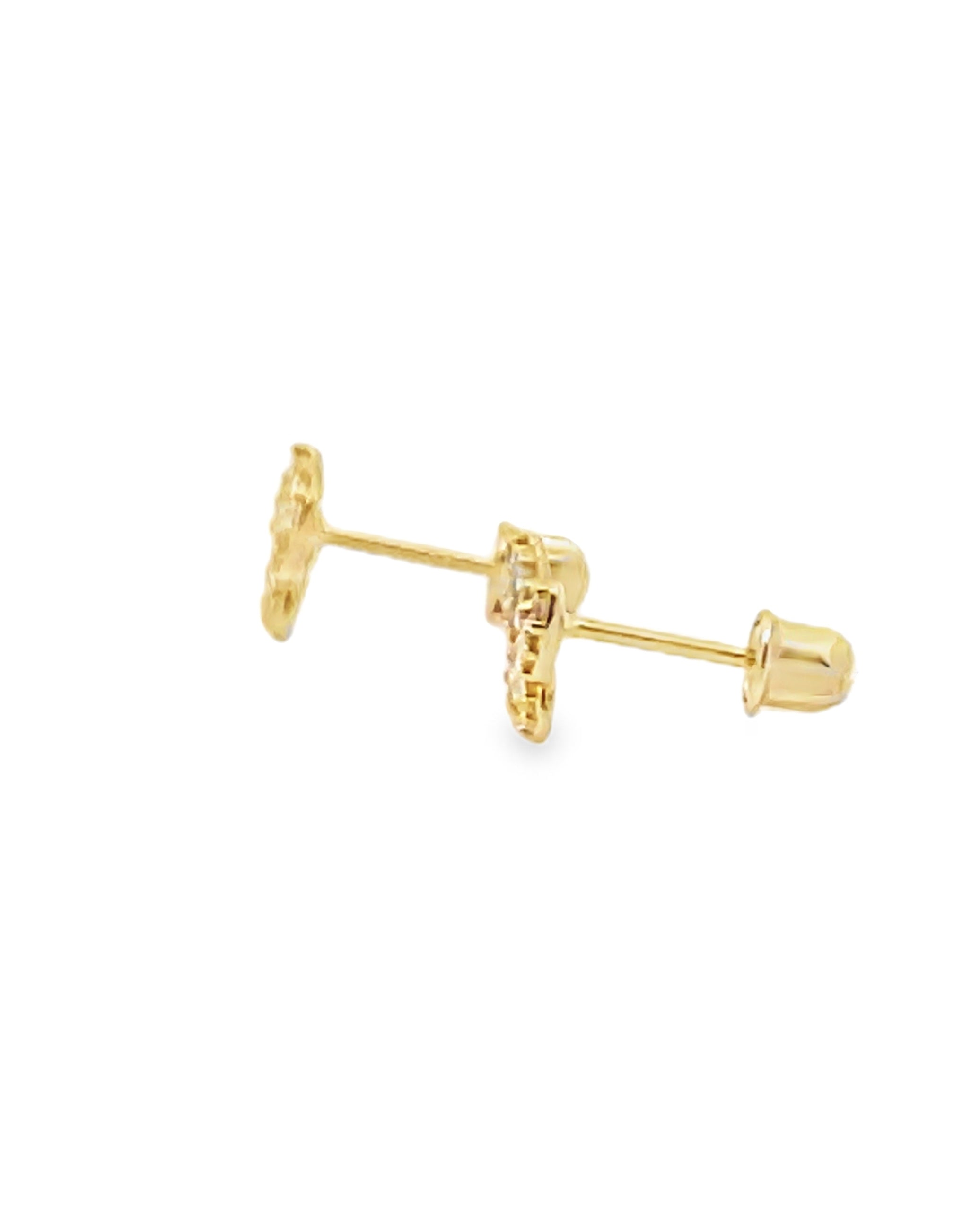 14K Yellow Gold Butterfly Stud Earrings