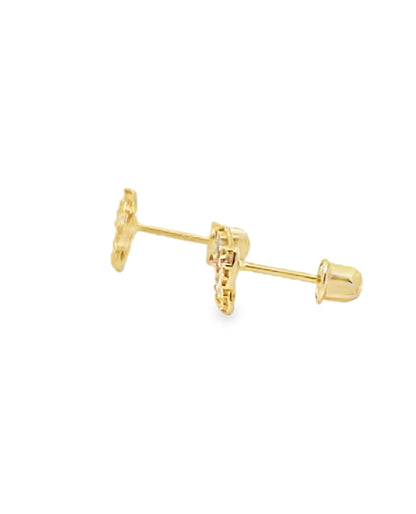 14K Yellow Gold Butterfly Stud Earrings