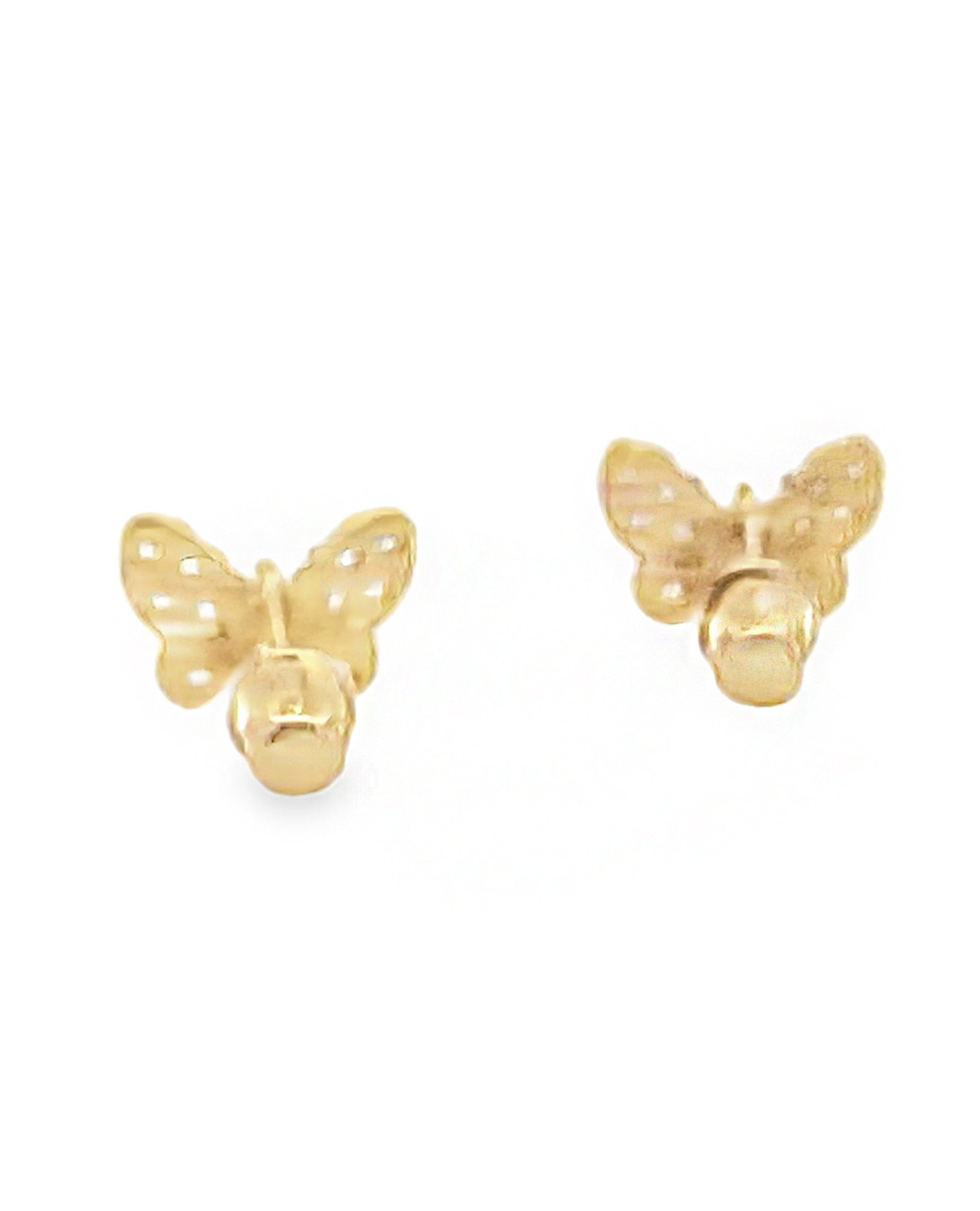 14K Yellow Gold Butterfly Stud Earrings