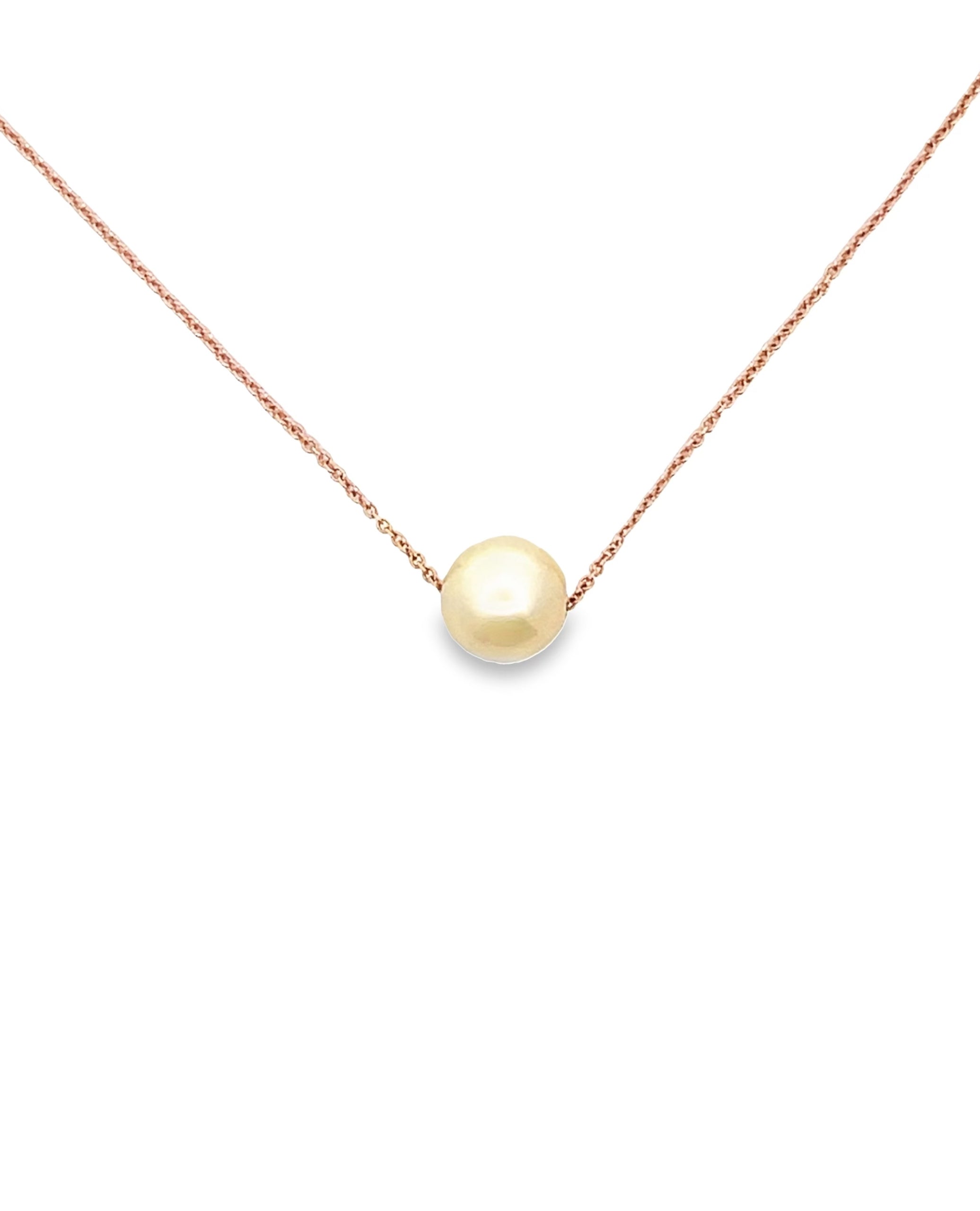 14K Rose Gold 16" Necklace with One 8.5mm Cultured Pearl