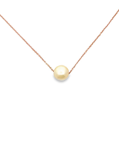 14K Rose Gold 16" Necklace with One 8.5mm Cultured Pearl