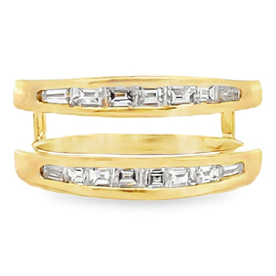 Pre-Owned 14K Yellow Gold Ring Enhancer/Ring Jacket with Baguette Diamonds