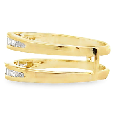 Pre-Owned 14K Yellow Gold Ring Enhancer/Ring Jacket with Baguette Diamonds