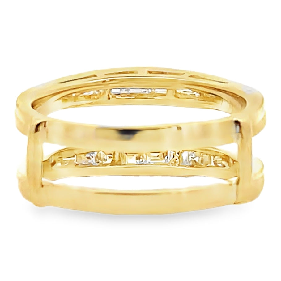 Pre-Owned 14K Yellow Gold Ring Enhancer/Ring Jacket with Baguette Diamonds